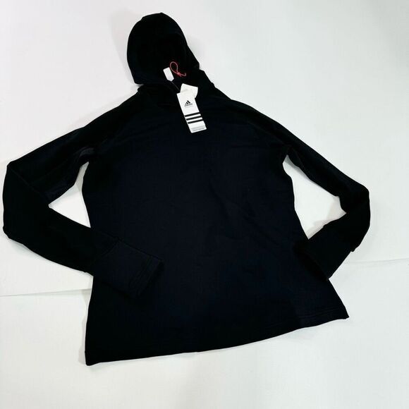 Adidas Jacket womens XL Black Solid Long-Sleeve Pullover Hoodie NWT Techfit - Picture 1 of 12